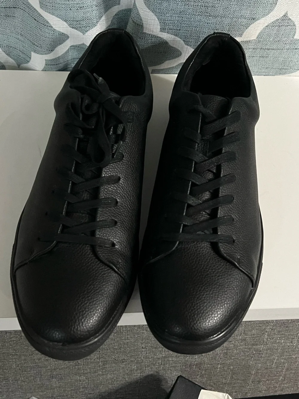 Unlisted Men's All-Black Leather Lace-Up Sneakers